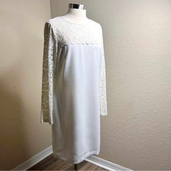 Laundry Shelli Segal Ivory Dress Size 12 Bride Lace Shift BHLDN Wedding Formal - Picture 2 of 15